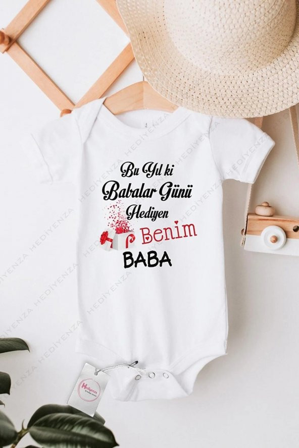Babalar Günü Hediyen Benim Baba Hediyenza Özel Tasarım Bebek Zıbın Pamuklu Çıtçıtlı Body Bebek Hediye