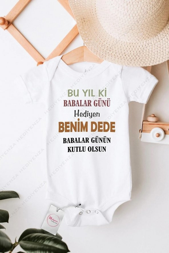 Bu Yılki Babalar Günü Hediyen Benim Dede Hediyenza Özel Tasarım Bebek Zıbın Pamuklu Çıtçıtlı Body - 1