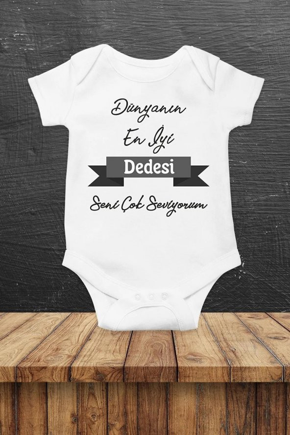Dünyanın En İyi Dedesi Hediyenza Özel Tasarım Bebek Zıbın Pamuklu Çıtçıtlı Body Bebek Hediye