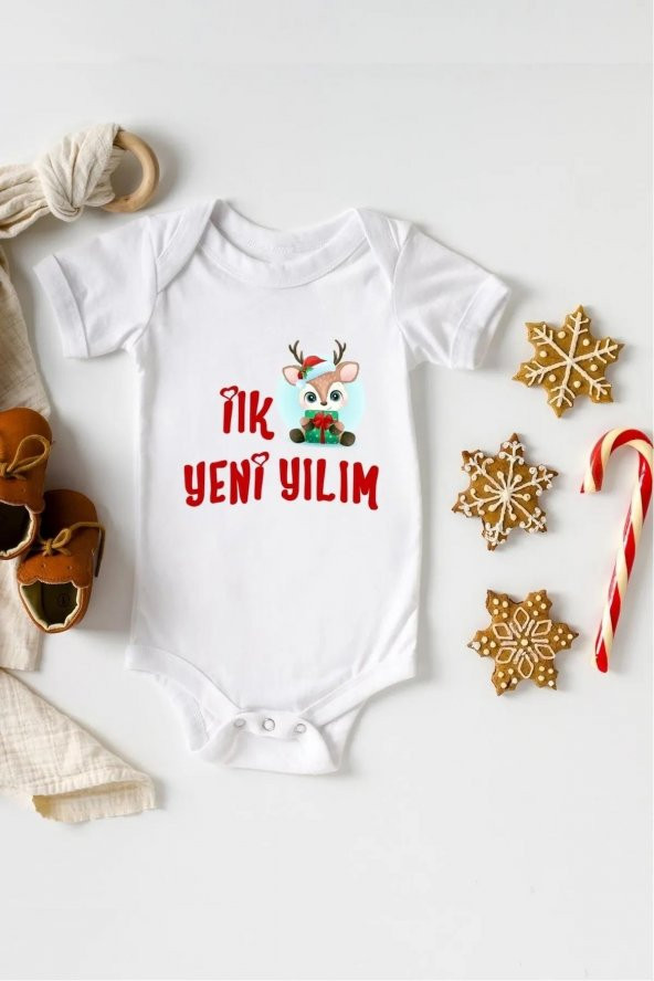 İlk Yeni Yılım Hediyenza Özel Tasarım Bebek Zıbın Pamuklu Çıtçıtlı Body Bebek Hediye ürün görseli 1
