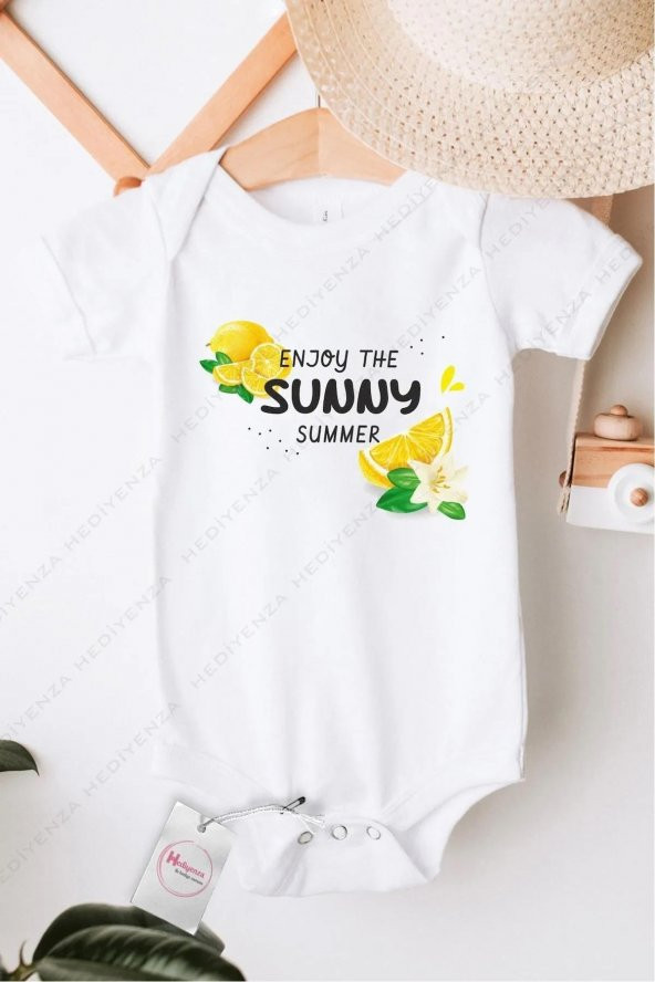 Enjoy The Sunnnny Summer Hediyenza Özel Tasarım Bebek Zıbın Pamuklu Çıtçıtlı Body Bebek Hediye ürün görseli 1