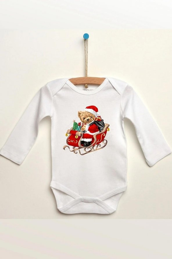 Teddy Bear Christmas Hediyenza Özel Tasarım Bebek Zıbın Pamuklu Çıtçıtlı Body Bebek Hediye - 1