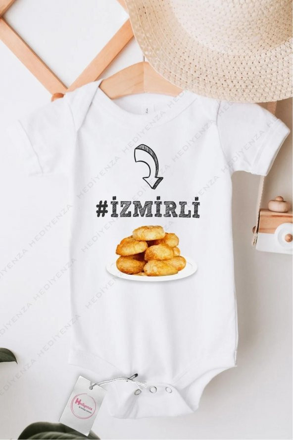 İzmirli Hediyenza Özel Tasarım Bebek Zıbın Pamuklu Çıtçıtlı Body Bebek Hediye