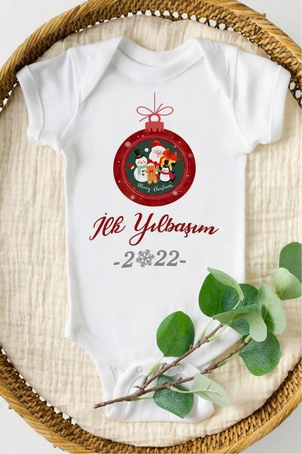 İlk Yılbaşım Hediyenza Özel Tasarım Bebek Zıbın Pamuklu Çıtçıtlı Body Bebek Hediye ürün görseli 1