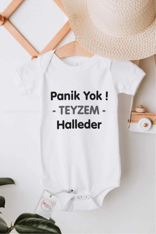 Panik Yok Teyzem Halleder Hediyenza Özel Tasarım Bebek Zıbın Pamuklu Çıtçıtlı Body Bebek Hediye - 1