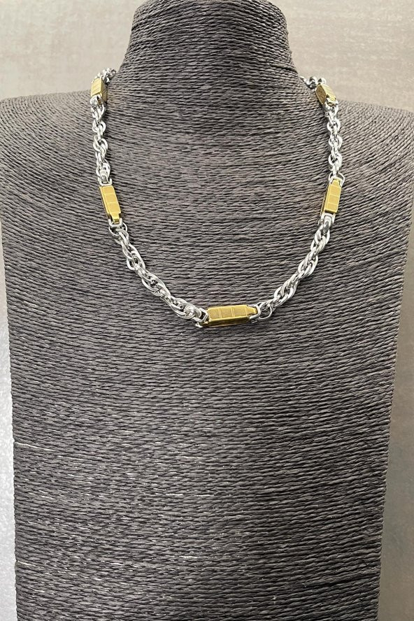 FRNCH 316L Çelik İtalyan Model Altın Renkli Erkek Kolye FRJ30579-679-AG - 2