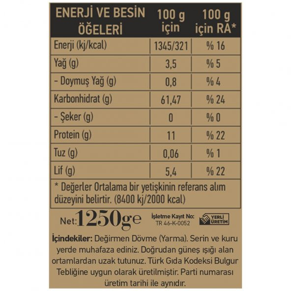 Değirmen Dövme (Yarma) 1250 Gr - 2