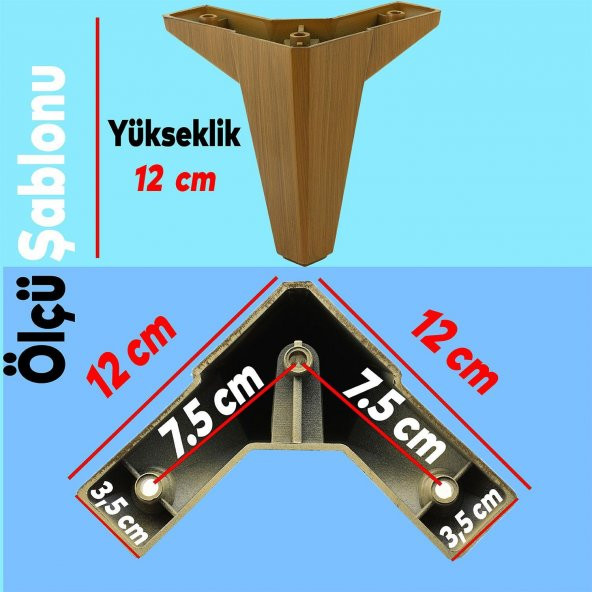 Mobilya Yatak Kanepe Sehpa Çekyat Baza TV Ünitesi Koltuk Ayağı Ahşap Desenli Koyu Ceviz 12 cm Ayak - 2