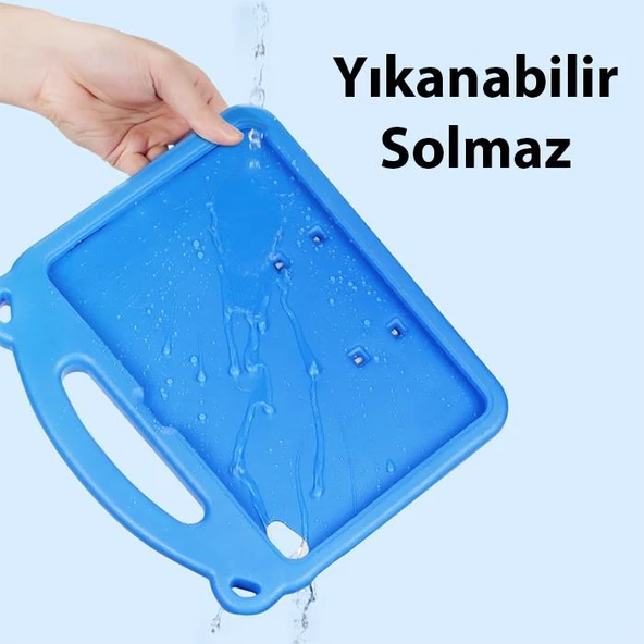 Polham Apple İpad 10.2 İnch 2022 Uyumlu Çocuklar İçin Darbe Emici Tablet Kılıf, Kulplu, Kalem Yerli - 10