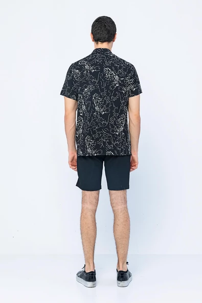 Erkek Desenli Bürümcük Kumaş Apach Yaka Havai Gömlek - 7