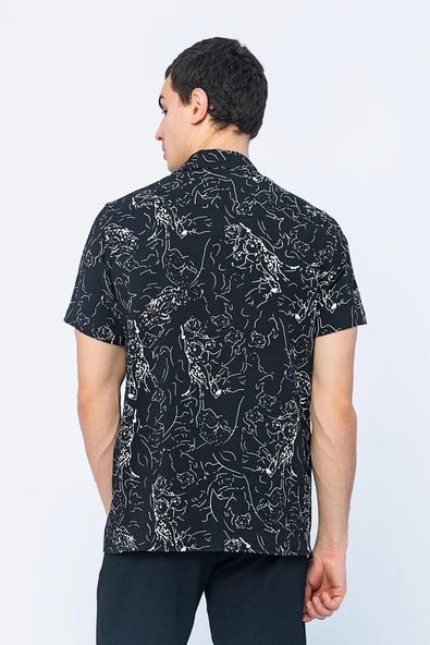 Erkek Desenli Bürümcük Kumaş Apach Yaka Havai Gömlek - 8