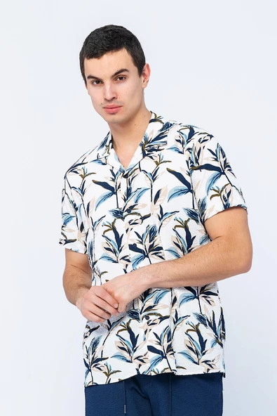 Erkek Desenli Bürümcük Kumaş Apach Yaka Havai Gömlek - 10