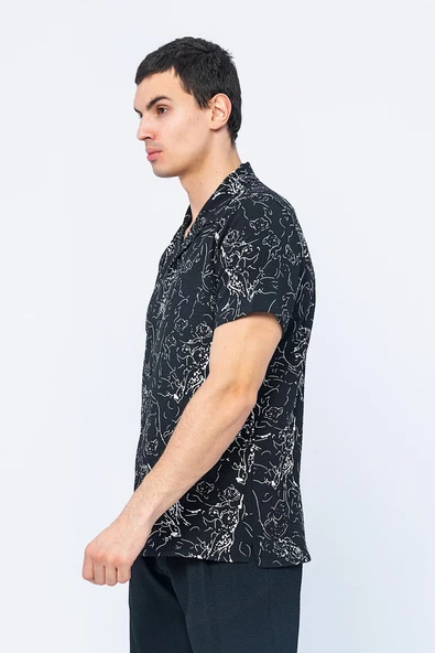 Erkek Desenli Bürümcük Kumaş Apach Yaka Havai Gömlek - 6