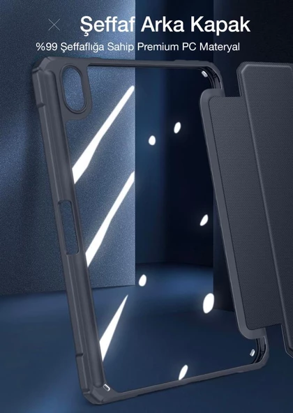 Polham iPad 10.2 2022 Tablet Kılıfı, Manyetik Standlı, Uyku Modlu,Kalem Yerli ve Stanlı Tablet Kılıf - 10