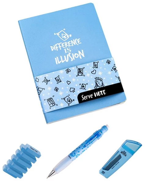Serve Note Deep Eraser Steps Gök Mavisi Okul Seti 4lü - 2