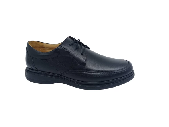 Zerhan Erkek Siyah Bağcıklı Hakiki Deri Poli Taban Ayakkabı ürün görseli