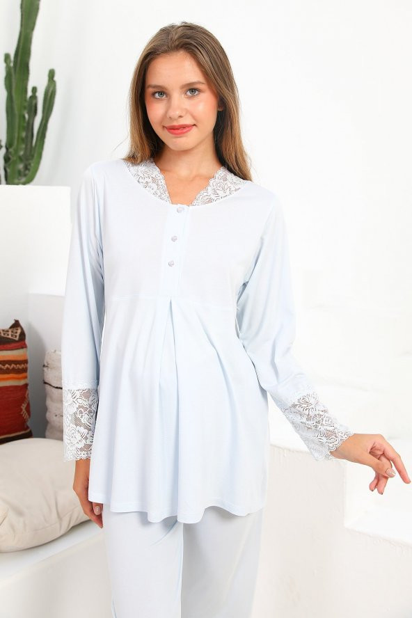 MOMMYSH® 55304 Dream Dantel Yaka Lohusa Pijama Takımı - 7