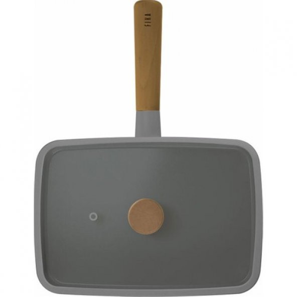 Neoflam Fika Dikdörtgen Tava 29CM Cam Kapaklı Gri D-NEOG129R - 2