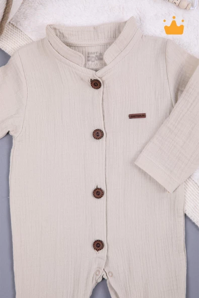 Müslin Emzik Askılı Bebek Tulum Unisex 1094 - 2