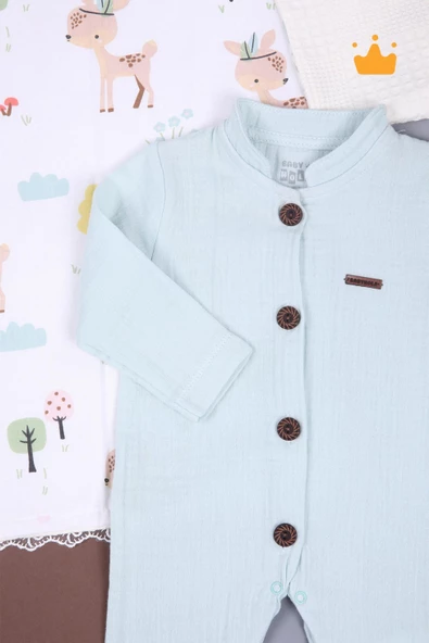 Müslin Patikli Bebek Tulum Unisex 1087 - 6