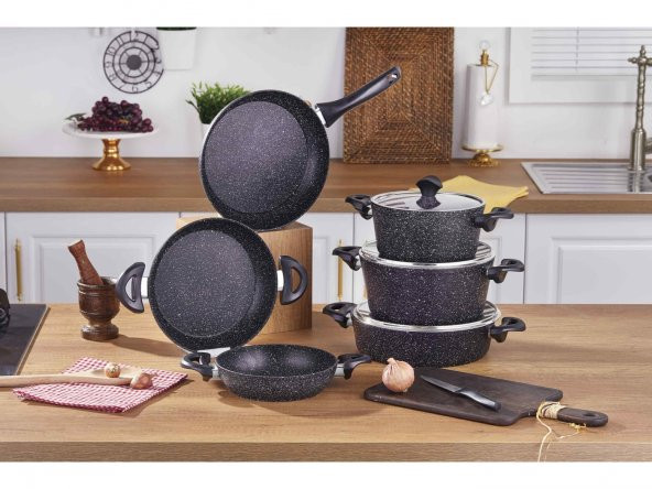 Taç Xl Master Cook 9 Parça Tencere Seti Siyah