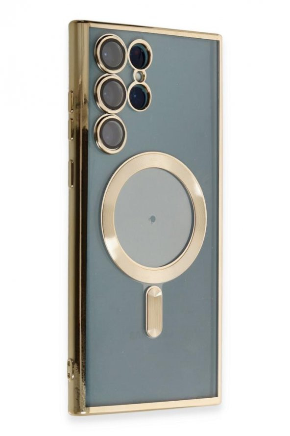 Samsung Galaxy S23 Ultra Kılıf Magsafe Kamera Lensli Korumalı Şeffaf Silikon Kapak