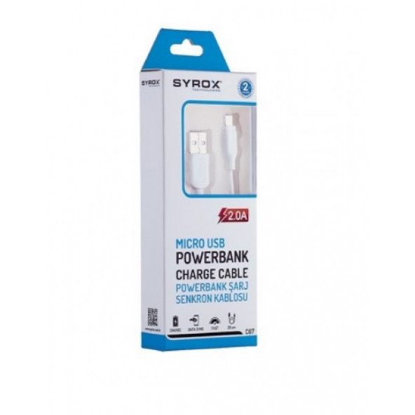 Syrox Power Bank Şarj ve Data Kablosu Micro 2.0A 20 Cm - 2