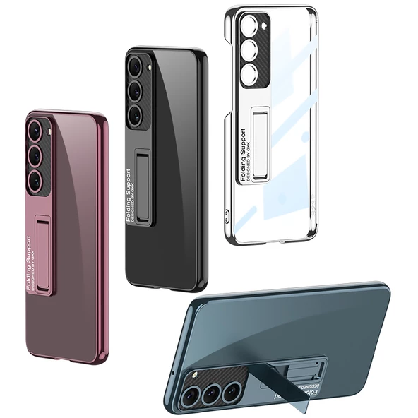 Galaxy S23 Kılıf Kamera Korumalı Şeffaf Tasarımlı Lego Standlı Kapak - 12