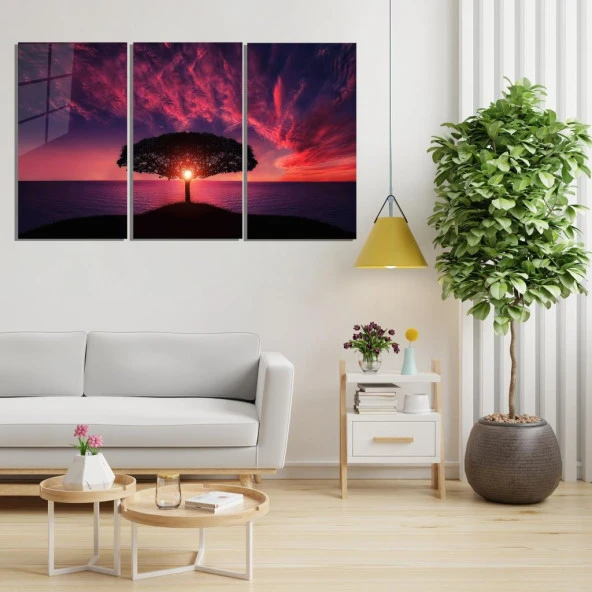Veraart Doğa 3 lü Set Pleksi Cam Tablo Gün Batımı - 4