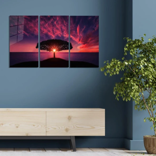 Veraart Doğa 3 lü Set Pleksi Cam Tablo Gün Batımı - 9
