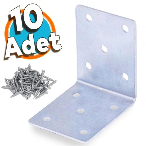 Mobilya Duvar Raf Dolap Köşe Bağlantı Sabitleme L Demir Köşebent Metal Gönye 50x50x40 mm (10 ADET)