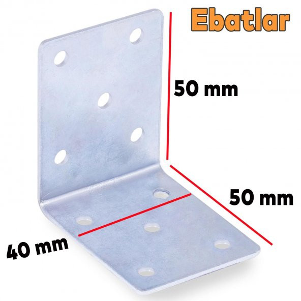 Mobilya Duvar Raf Dolap Köşe Bağlantı Sabitleme L Demir Köşebent Metal Gönye 50x50x40 mm (10 ADET) - 2