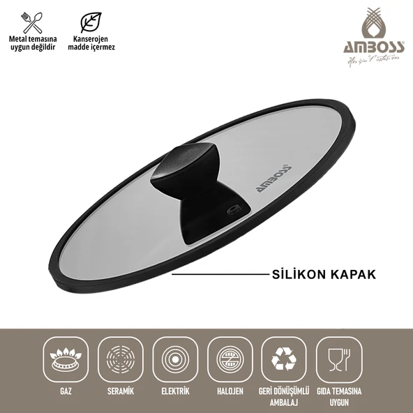 Kuvars 7 Parça Döküm Tencere Tava Seti - Siyah - 6