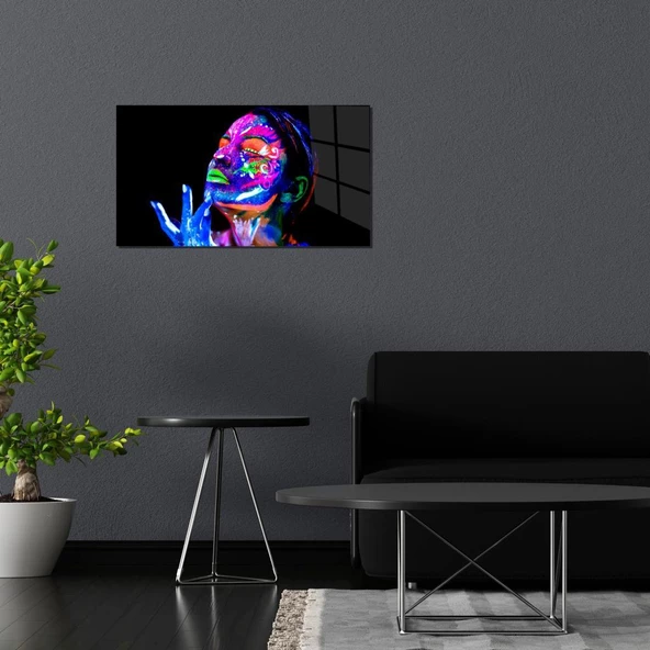 Veraart Kadın Temalı Pleksi Cam Tablo Neon Kadın - 5