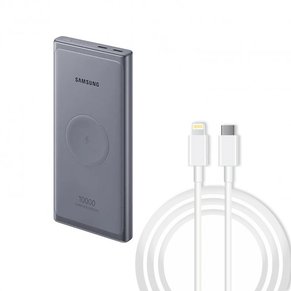 Samsung İphone 11 Pro 25W 10000mAh Kablosuz Şarj Özellikli 2 Metre Type-C to Lightning Kablolu Powerbank