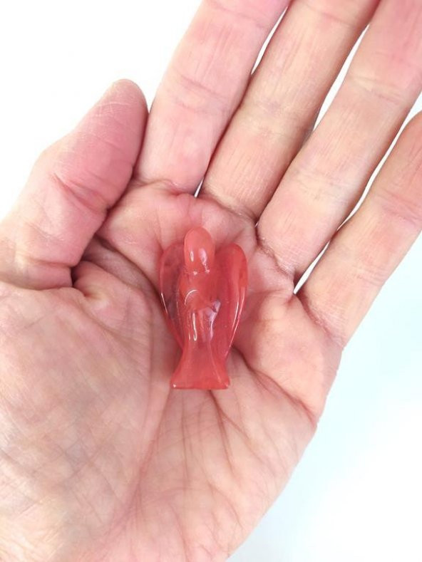 Melek Doğal Taş Kırmızı Akik Carnelian 5 Cm Heykelcik Şifa Çakra Enerji Cep