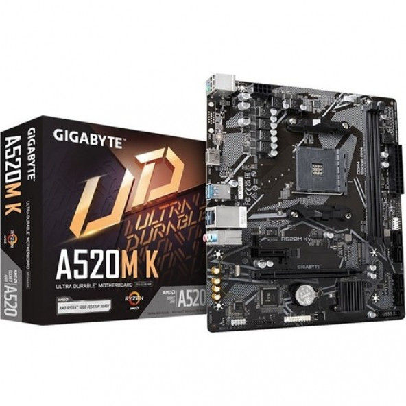 GIGABYTE A520M K V2 AMD A520 5100 MHZ (OC) DDR4 SOKET AM4 MATX ANAKART