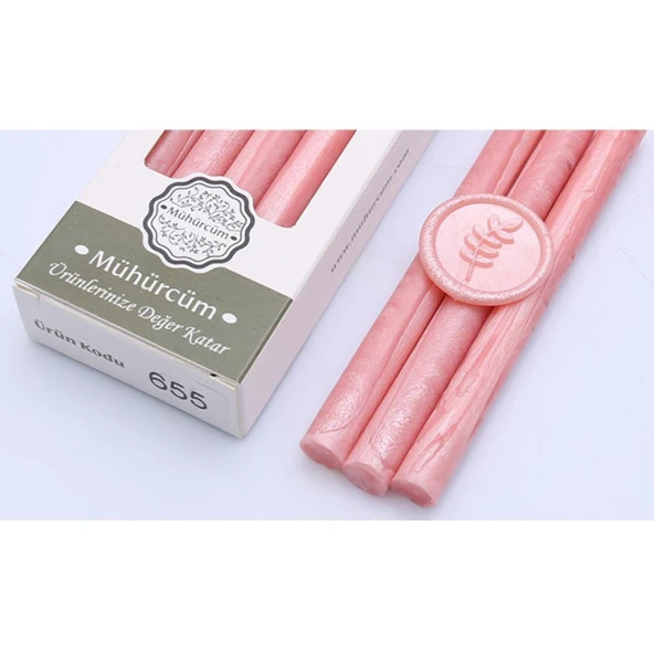Mühür Mumu Çubuk 11mmx120mm 10 lu Paket Model: 655 SATEN PEMBE ürün görseli