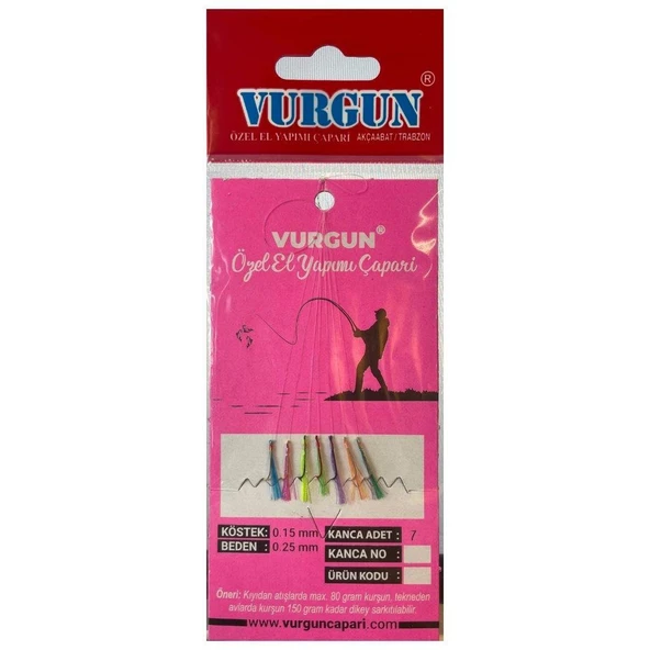 VURGUN 80gr 7 İğneli Kısa Köstek Çılgın Hayalet Çapari ürün görseli 1