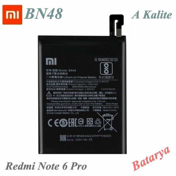 Xiaomi BN48 Batarya Redmi Note 6 Pro Uyumlu Yedek Batarya