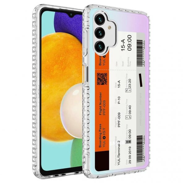 Galaxy A04S Kılıf Airbag Kenarlı Renkli Desenli Silikon Zore Elegans Kapak - 10