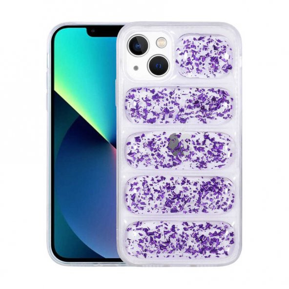Apple iPhone 13 Kılıf Kamera Korumalı Simli Airbagli Zore Dalga Kapak - 5
