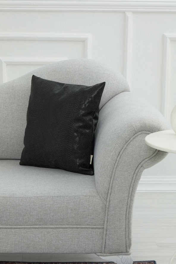 Düz Dekoratif Modern Deri Kırlent Kılıfı,Siyah Yılan Desen,K-103 - 5