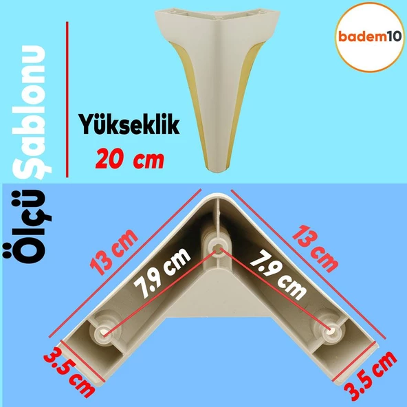 Endülüs Mobilya Kanepe Tv Ünitesi Konsol Koltuk Ayağı Krem Renk 20 Cm Ayakları - 4