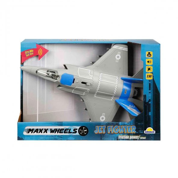 Maxx Wheels 1:16 Sesli ve Işıklı Jet Fighter MAVİ - 2
