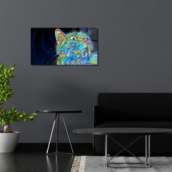 Veraart Soyut Temalı Pleksi Cam Tablo Renkli Kedi - 10