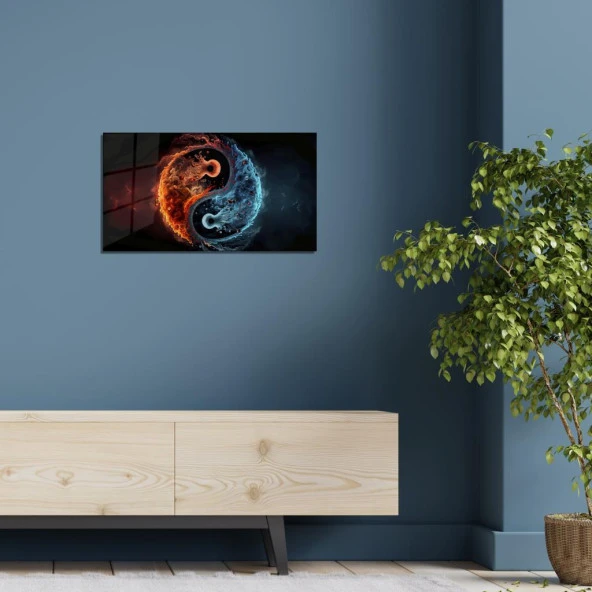 Veraart Soyut Temalı Pleksi Cam Tablo Yin Yang - 6