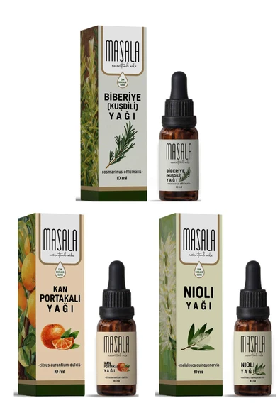Kan Portakalı Yağı - Biberiye (kuşdili) - Niaouli Yağı 10 ml. x 3 Adet