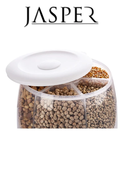 Jasper Kuru Gıda Ve Bakliyat Organizeri 360 Derece Dönebilen 6 Bölmeli Saklama Kabı - 6