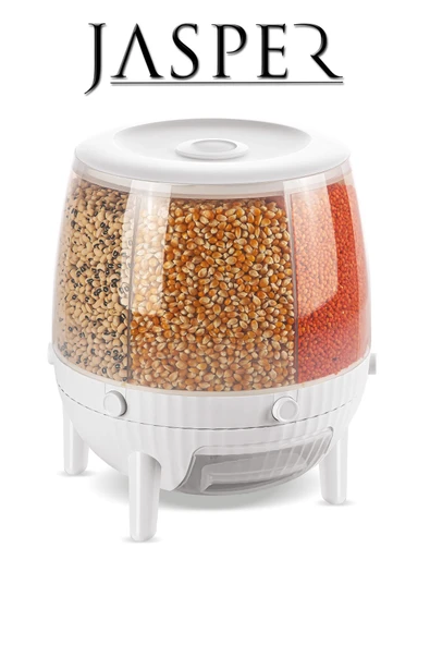 Jasper Kuru Gıda Ve Bakliyat Organizeri 360 Derece Dönebilen 6 Bölmeli Saklama Kabı